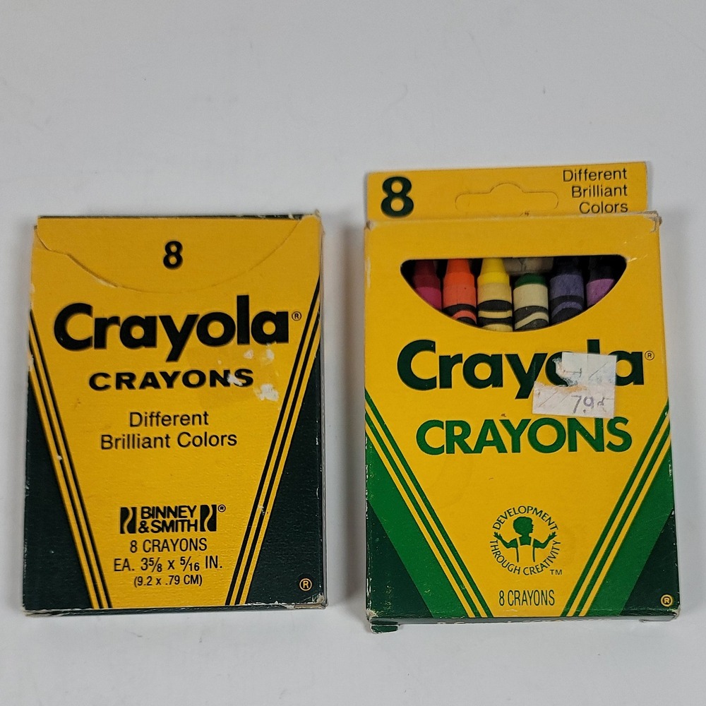Vintage Crayola 8 Count Crayon Boxes 1985 1988 Binney & Smith Collectible Art